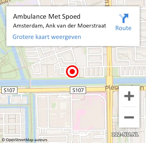 Locatie op kaart van de 112 melding: Ambulance Met Spoed Naar Amsterdam, Ank van der Moerstraat op 1 februari 2023 11:53