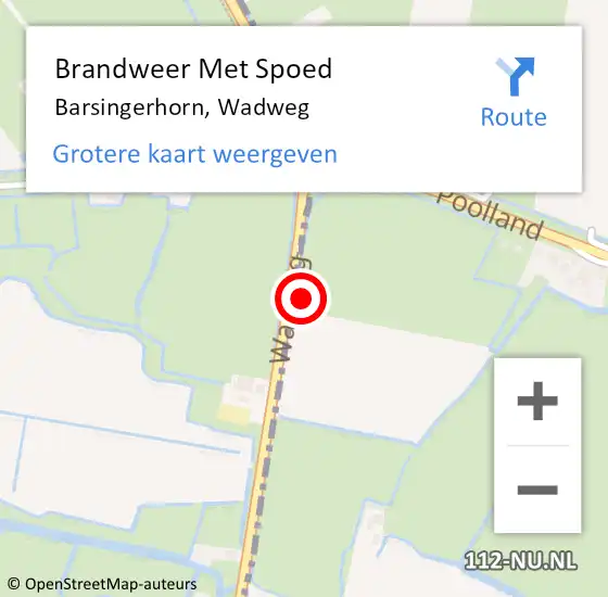 Locatie op kaart van de 112 melding: Brandweer Met Spoed Naar Barsingerhorn, Wadweg op 1 februari 2023 12:18