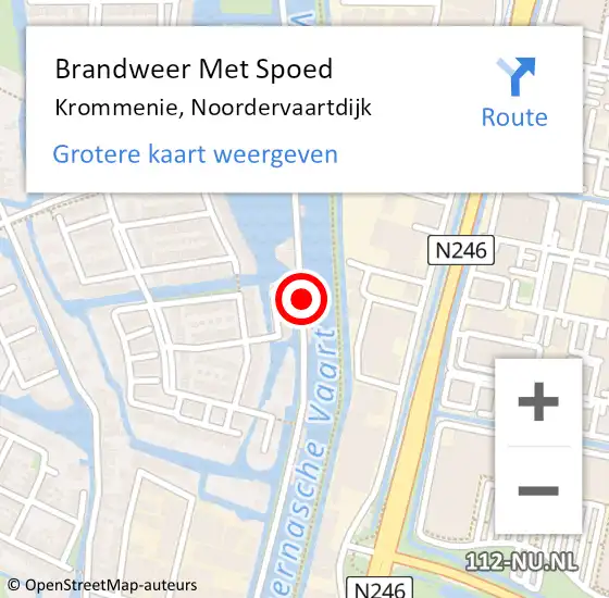 Locatie op kaart van de 112 melding: Brandweer Met Spoed Naar Krommenie, Noordervaartdijk op 1 februari 2023 12:21