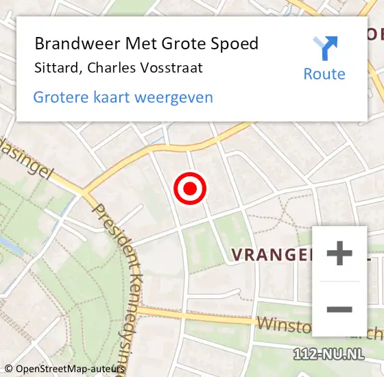 Locatie op kaart van de 112 melding: Brandweer Met Grote Spoed Naar Sittard, Charles Vosstraat op 1 februari 2023 12:21