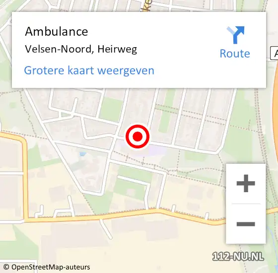 Locatie op kaart van de 112 melding: Ambulance Velsen-Noord, Heirweg op 1 februari 2023 12:23