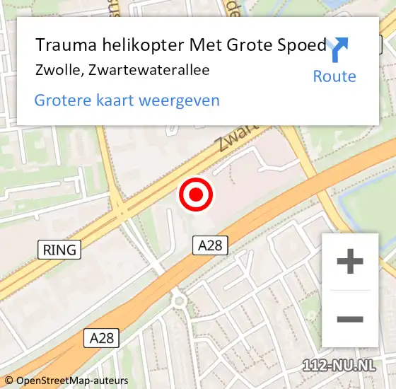 Locatie op kaart van de 112 melding: Trauma helikopter Met Grote Spoed Naar Zwolle, Zwartewaterallee op 1 februari 2023 12:23