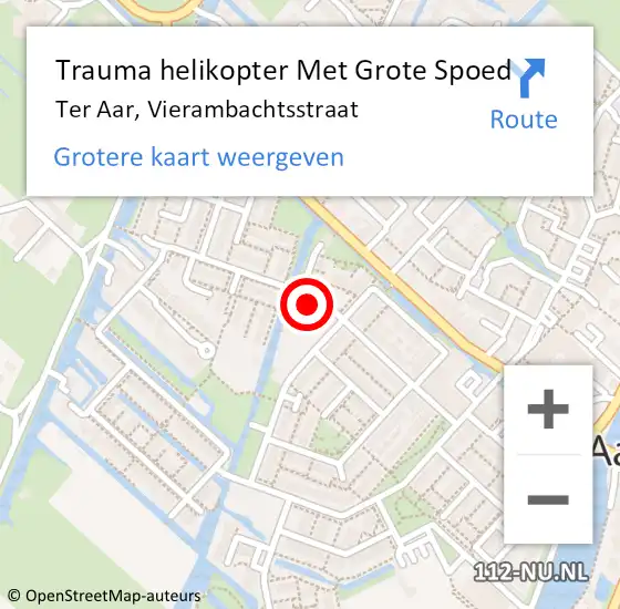 Locatie op kaart van de 112 melding: Trauma helikopter Met Grote Spoed Naar Ter Aar, Vierambachtsstraat op 1 februari 2023 12:27