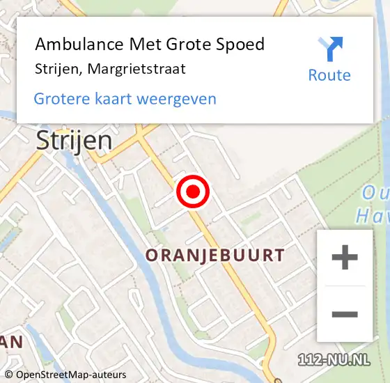 Locatie op kaart van de 112 melding: Ambulance Met Grote Spoed Naar Strijen, Margrietstraat op 1 februari 2023 12:29