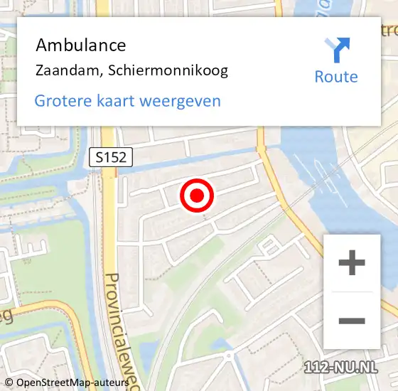 Locatie op kaart van de 112 melding: Ambulance Zaandam, Schiermonnikoog op 1 februari 2023 12:38