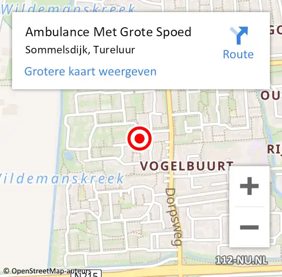 Locatie op kaart van de 112 melding: Ambulance Met Grote Spoed Naar Sommelsdijk, Tureluur op 1 februari 2023 12:53