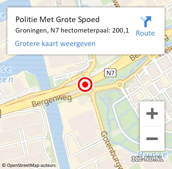 Locatie op kaart van de 112 melding: Politie Met Grote Spoed Naar Groningen, N7 hectometerpaal: 200,1 op 1 februari 2023 13:01