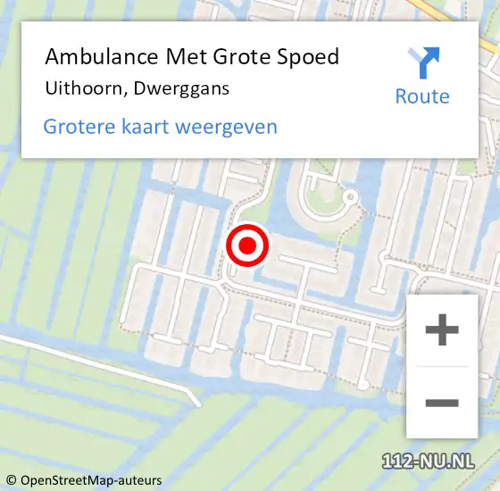 Locatie op kaart van de 112 melding: Ambulance Met Grote Spoed Naar Uithoorn, Dwerggans op 1 februari 2023 13:46