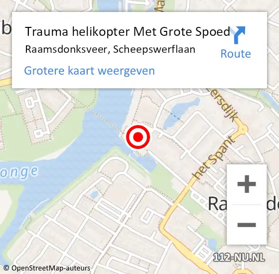 Locatie op kaart van de 112 melding: Trauma helikopter Met Grote Spoed Naar Raamsdonksveer, Scheepswerflaan op 1 februari 2023 13:49