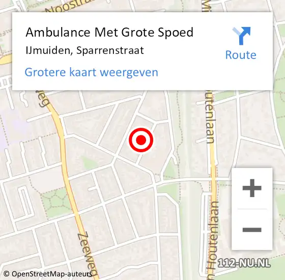 Locatie op kaart van de 112 melding: Ambulance Met Grote Spoed Naar IJmuiden, Sparrenstraat op 1 februari 2023 13:52