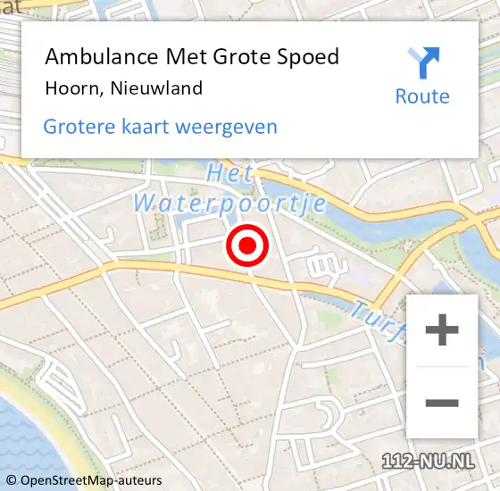 Locatie op kaart van de 112 melding: Ambulance Met Grote Spoed Naar Hoorn, Nieuwland op 1 februari 2023 14:35