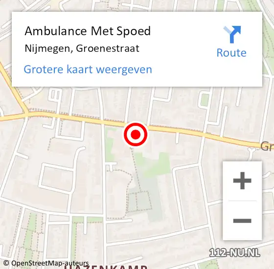 Locatie op kaart van de 112 melding: Ambulance Met Spoed Naar Nijmegen, Groenestraat op 1 februari 2023 15:01