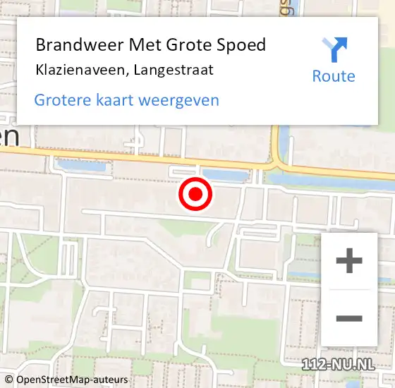 Locatie op kaart van de 112 melding: Brandweer Met Grote Spoed Naar Klazienaveen, Langestraat op 1 februari 2023 15:02