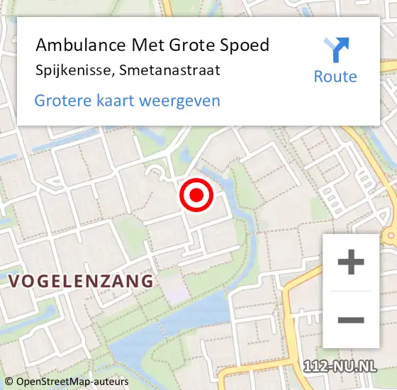 Locatie op kaart van de 112 melding: Ambulance Met Grote Spoed Naar Spijkenisse, Smetanastraat op 1 februari 2023 15:21