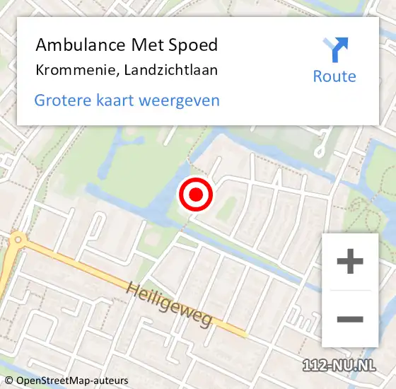 Locatie op kaart van de 112 melding: Ambulance Met Spoed Naar Krommenie, Landzichtlaan op 1 februari 2023 15:32