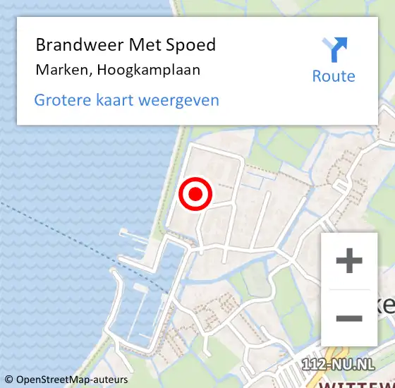 Locatie op kaart van de 112 melding: Brandweer Met Spoed Naar Marken, Hoogkamplaan op 1 februari 2023 15:40