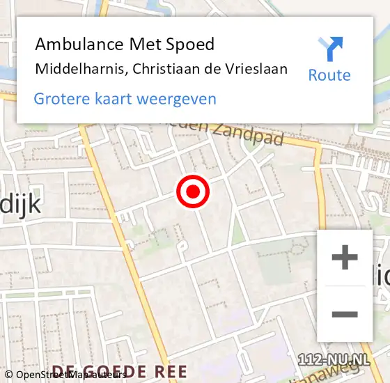 Locatie op kaart van de 112 melding: Ambulance Met Spoed Naar Middelharnis, Christiaan de Vrieslaan op 1 februari 2023 15:40