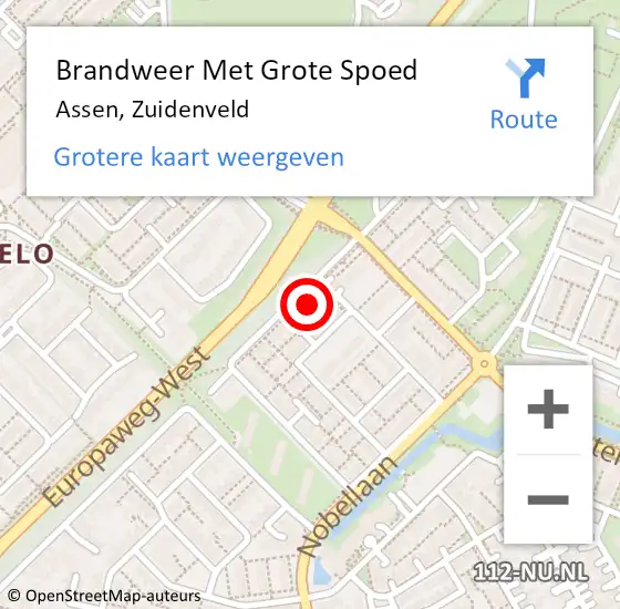 Locatie op kaart van de 112 melding: Brandweer Met Grote Spoed Naar Assen, Zuidenveld op 1 februari 2023 15:50