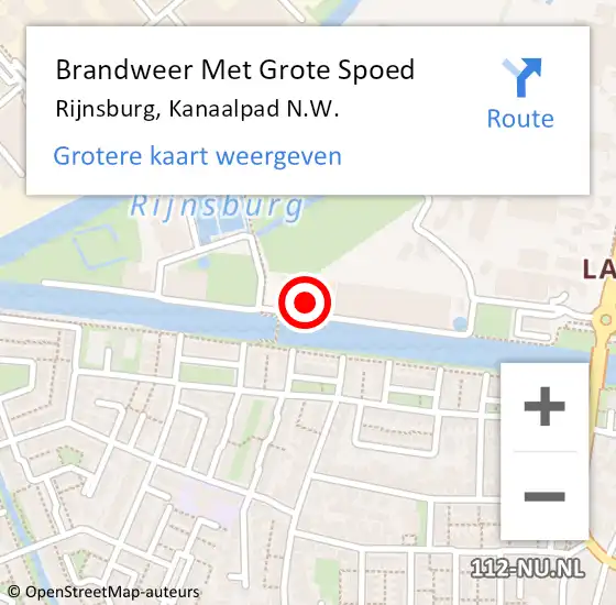 Locatie op kaart van de 112 melding: Brandweer Met Grote Spoed Naar Rijnsburg, Kanaalpad N.W. op 1 februari 2023 16:00