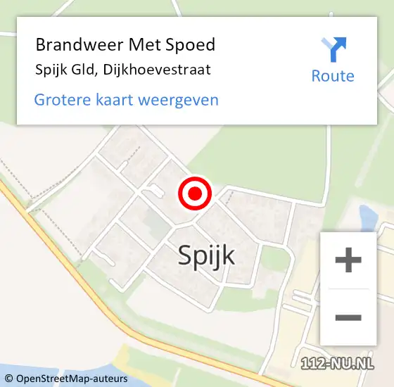 Locatie op kaart van de 112 melding: Brandweer Met Spoed Naar Spijk Gld, Dijkhoevestraat op 1 februari 2023 16:16