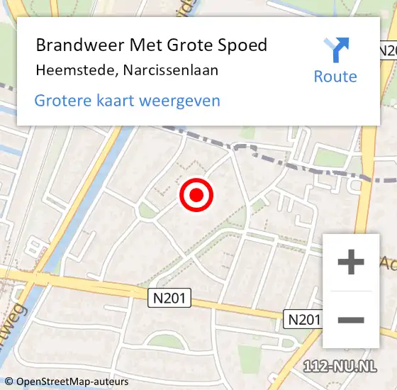 Locatie op kaart van de 112 melding: Brandweer Met Grote Spoed Naar Heemstede, Narcissenlaan op 1 februari 2023 16:29