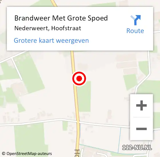 Locatie op kaart van de 112 melding: Brandweer Met Grote Spoed Naar Nederweert, Hoofstraat op 1 februari 2023 16:35