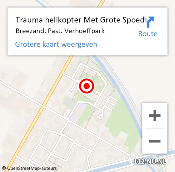 Locatie op kaart van de 112 melding: Trauma helikopter Met Grote Spoed Naar Breezand, Past. Verhoeffpark op 1 februari 2023 17:03