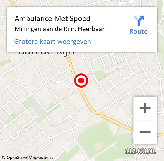 Locatie op kaart van de 112 melding: Ambulance Met Spoed Naar Millingen aan de Rijn, Heerbaan op 1 februari 2023 17:04