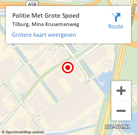 Locatie op kaart van de 112 melding: Politie Met Grote Spoed Naar Tilburg, Mina Krusemanweg op 1 februari 2023 17:09