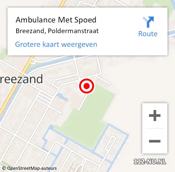 Locatie op kaart van de 112 melding: Ambulance Met Spoed Naar Breezand, Poldermanstraat op 1 februari 2023 17:22