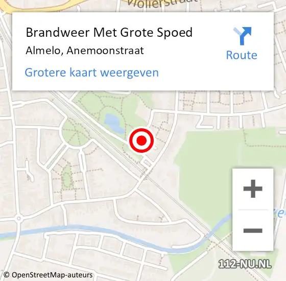 Locatie op kaart van de 112 melding: Brandweer Met Grote Spoed Naar Almelo, Anemoonstraat op 1 februari 2023 17:37