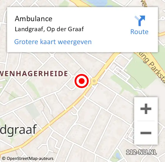 Locatie op kaart van de 112 melding: Ambulance Landgraaf, Op der Graaf op 14 augustus 2014 08:40