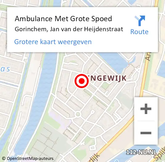 Locatie op kaart van de 112 melding: Ambulance Met Grote Spoed Naar Gorinchem, Jan van der Heijdenstraat op 1 februari 2023 17:48