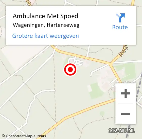 Locatie op kaart van de 112 melding: Ambulance Met Spoed Naar Wageningen, Hartenseweg op 1 februari 2023 17:49