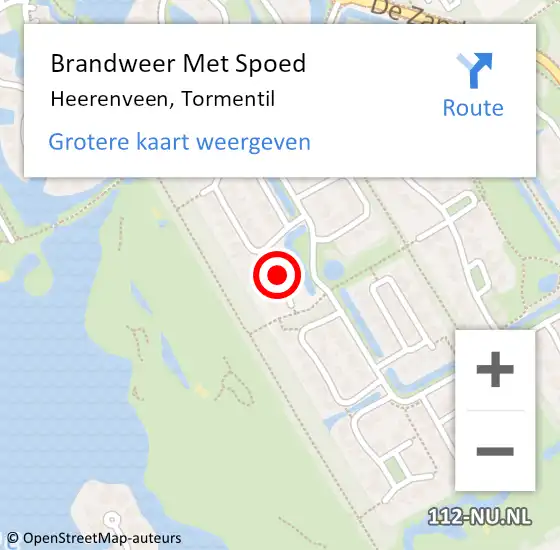 Locatie op kaart van de 112 melding: Brandweer Met Spoed Naar Heerenveen, Tormentil op 1 februari 2023 17:56