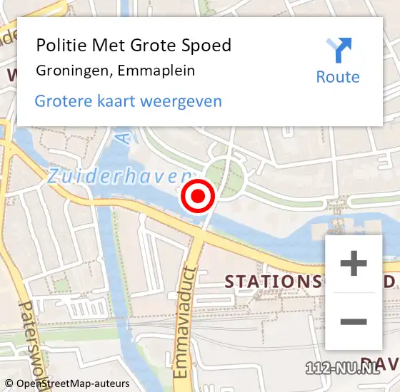 Locatie op kaart van de 112 melding: Politie Met Grote Spoed Naar Groningen, Emmaplein op 1 februari 2023 18:22