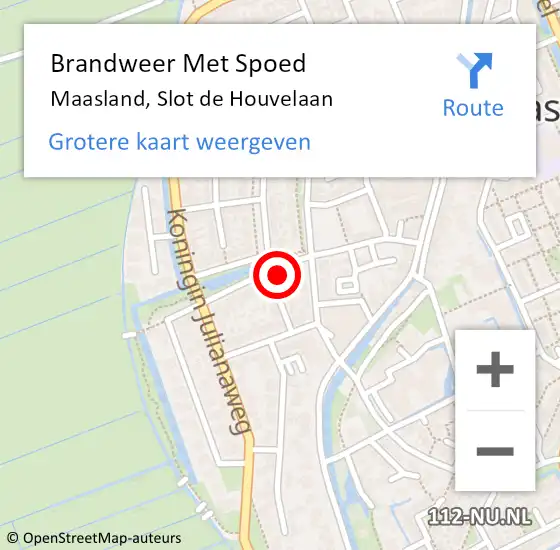 Locatie op kaart van de 112 melding: Brandweer Met Spoed Naar Maasland, Slot de Houvelaan op 1 februari 2023 18:27