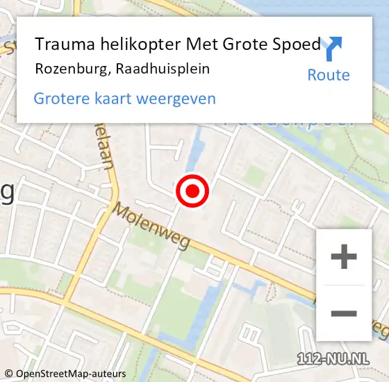 Locatie op kaart van de 112 melding: Trauma helikopter Met Grote Spoed Naar Rozenburg, Raadhuisplein op 1 februari 2023 18:33