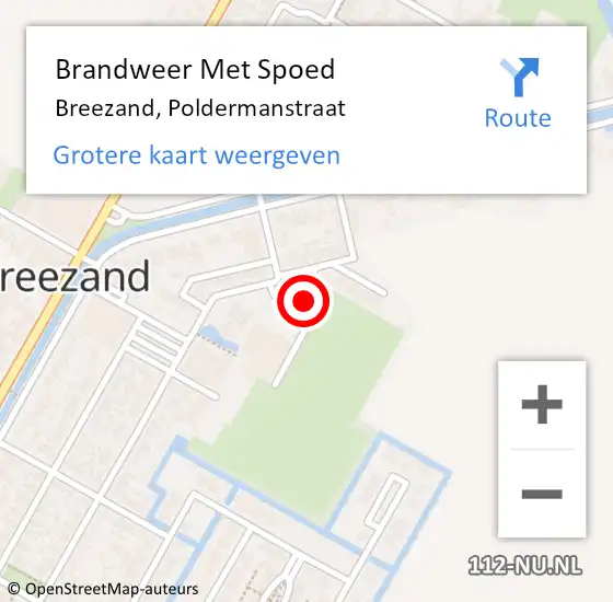 Locatie op kaart van de 112 melding: Brandweer Met Spoed Naar Breezand, Poldermanstraat op 1 februari 2023 19:00