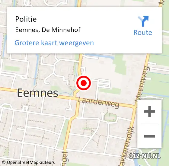 Locatie op kaart van de 112 melding: Politie Eemnes, De Minnehof op 1 februari 2023 19:27