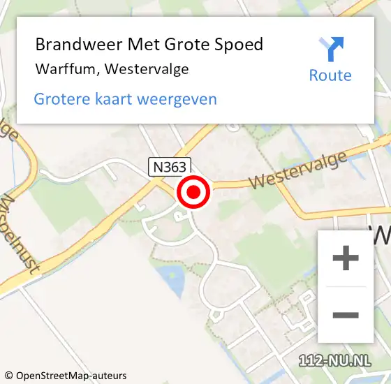 Locatie op kaart van de 112 melding: Brandweer Met Grote Spoed Naar Warffum, Westervalge op 1 februari 2023 19:30