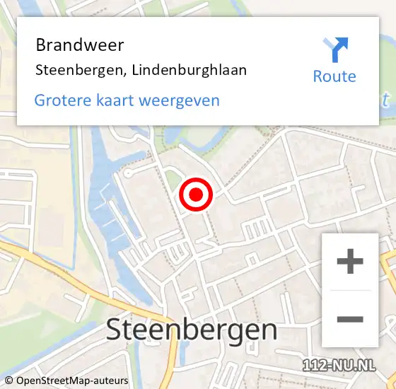 Locatie op kaart van de 112 melding: Brandweer Steenbergen, Lindenburghlaan op 1 februari 2023 19:31