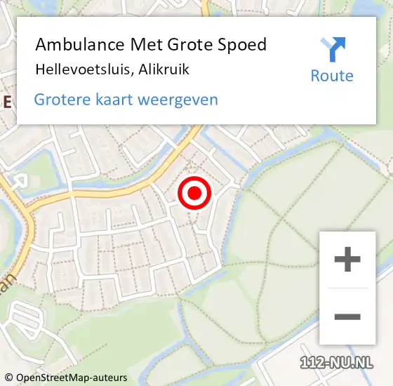 Locatie op kaart van de 112 melding: Ambulance Met Grote Spoed Naar Hellevoetsluis, Alikruik op 1 februari 2023 19:38