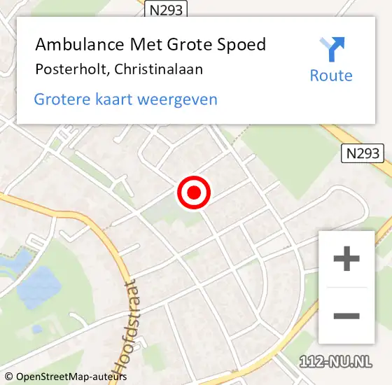 Locatie op kaart van de 112 melding: Ambulance Met Grote Spoed Naar Posterholt, Christinalaan op 1 februari 2023 19:47