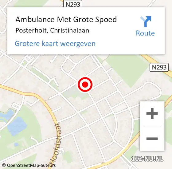 Locatie op kaart van de 112 melding: Ambulance Met Grote Spoed Naar Posterholt, Christinalaan op 1 februari 2023 19:48