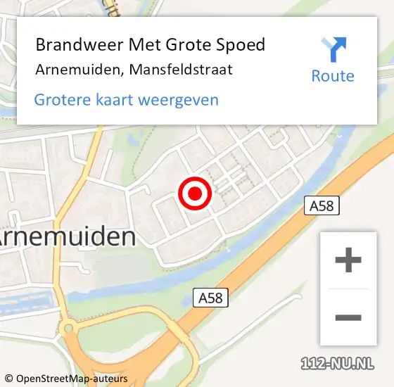 Locatie op kaart van de 112 melding: Brandweer Met Grote Spoed Naar Arnemuiden, Mansfeldstraat op 1 februari 2023 21:10