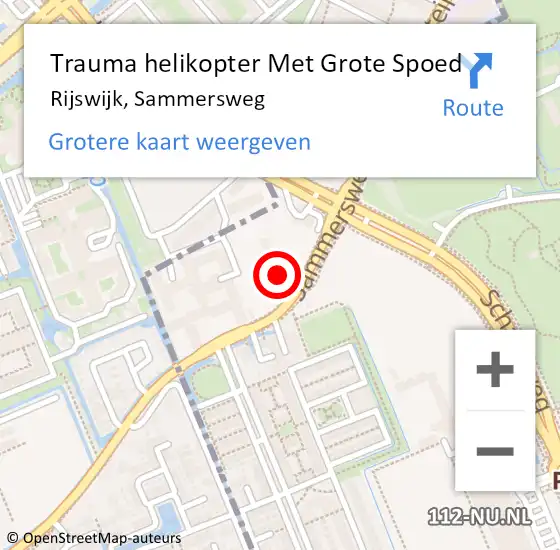 Locatie op kaart van de 112 melding: Trauma helikopter Met Grote Spoed Naar Rijswijk, Sammersweg op 1 februari 2023 21:11