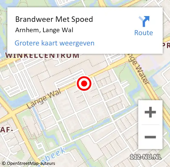 Locatie op kaart van de 112 melding: Brandweer Met Spoed Naar Arnhem, Lange Wal op 1 februari 2023 21:47