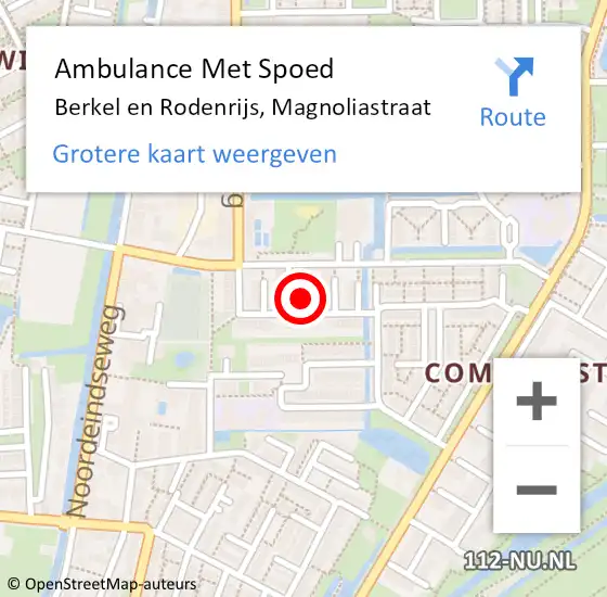 Locatie op kaart van de 112 melding: Ambulance Met Spoed Naar Berkel en Rodenrijs, Magnoliastraat op 1 februari 2023 22:42