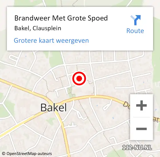 Locatie op kaart van de 112 melding: Brandweer Met Grote Spoed Naar Bakel, Clausplein op 1 februari 2023 22:56